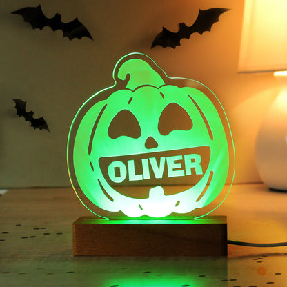 Personalised Pumpkin Wooden LED Light - image 7