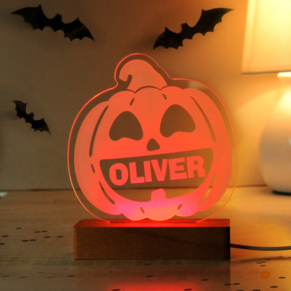 Personalised Pumpkin Wooden LED Light - image 8