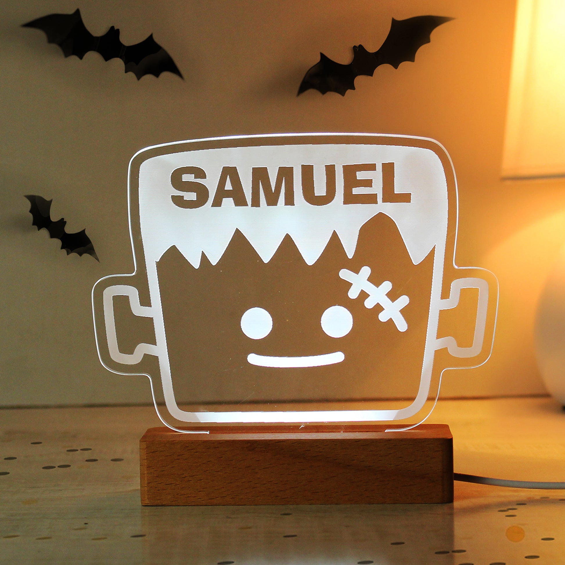 Personalised Frankenstein Wooden LED Light from Heartfelt Gifts