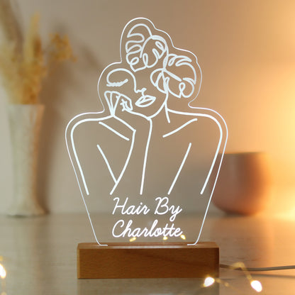 Personalised Fleur Line Art Wooden Based LED Light - image 11
