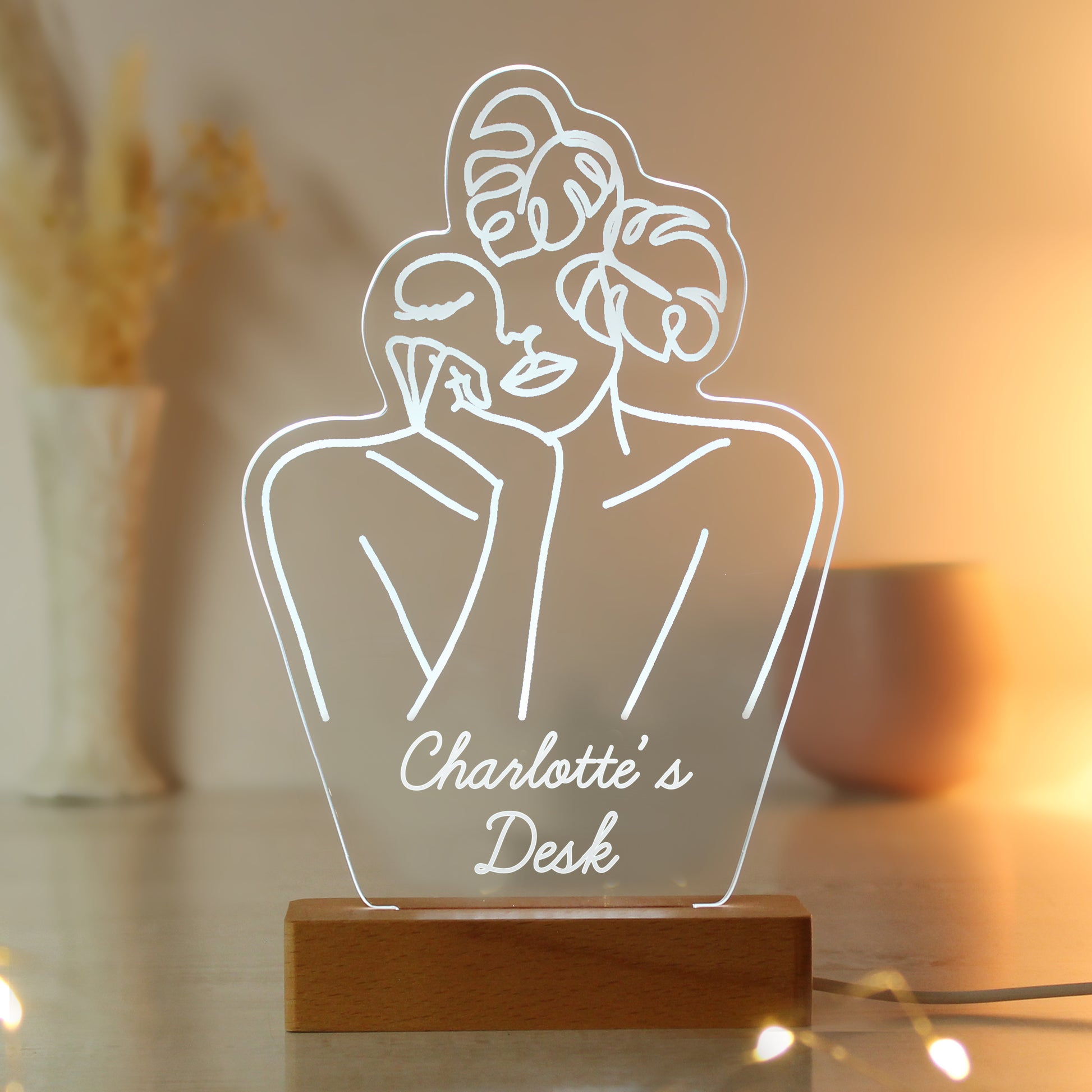 Personalised Fleur Line Art Wooden Based LED Light - image 13