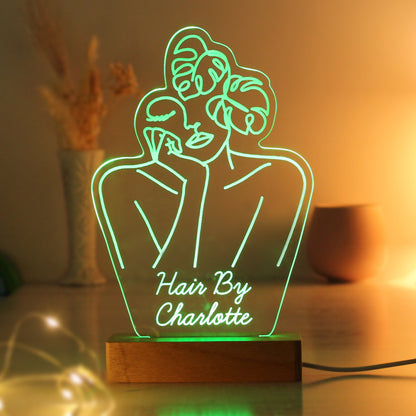 Personalised Fleur Line Art Wooden Based LED Light - image 8
