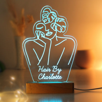 Personalised Fleur Line Art Wooden Based LED Light - image 9
