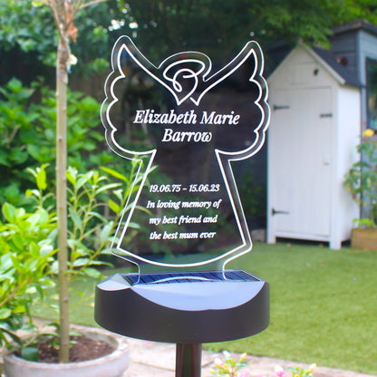 Personalised Angel Memorial Outdoor Solar Light from Heartfelt Gifts