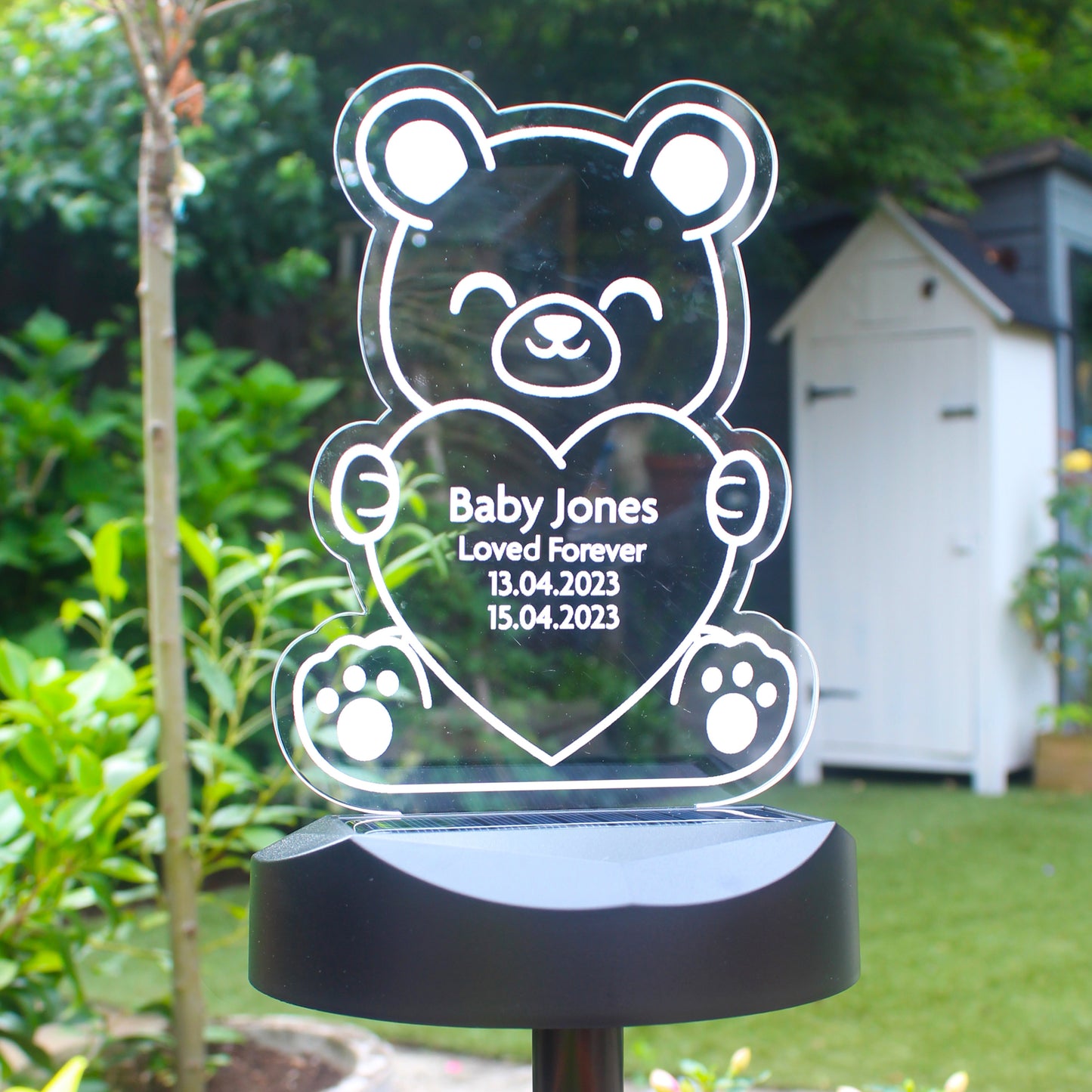 Personalised Bear Memorial Outdoor Solar Light from Heartfelt Gifts