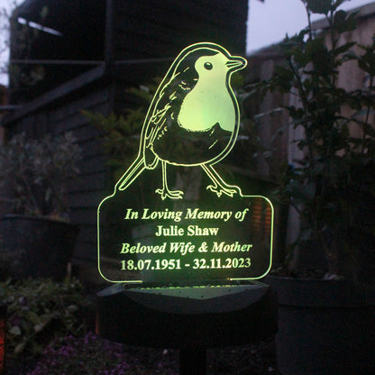 Personalised Memorial Solar Light - Robin - image 2