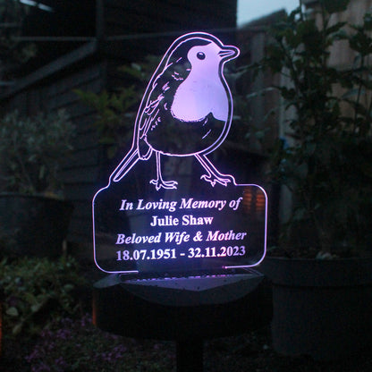 Personalised Memorial Solar Light - Robin - image 9