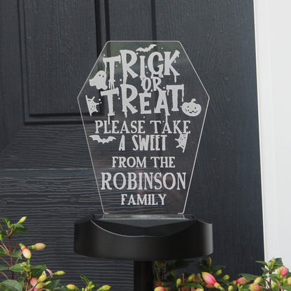 Personalised Trick or Treat Halloween Solar Light from Heartfelt Gifts