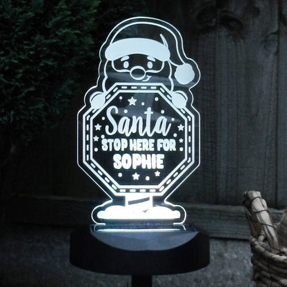 Personalised Santa Stop Here Sign Outdoor Solar Light from Heartfelt Gifts