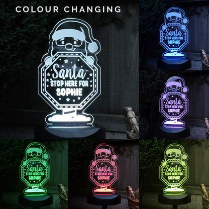Personalised Santa Stop Here Sign Outdoor Solar Light - image 2