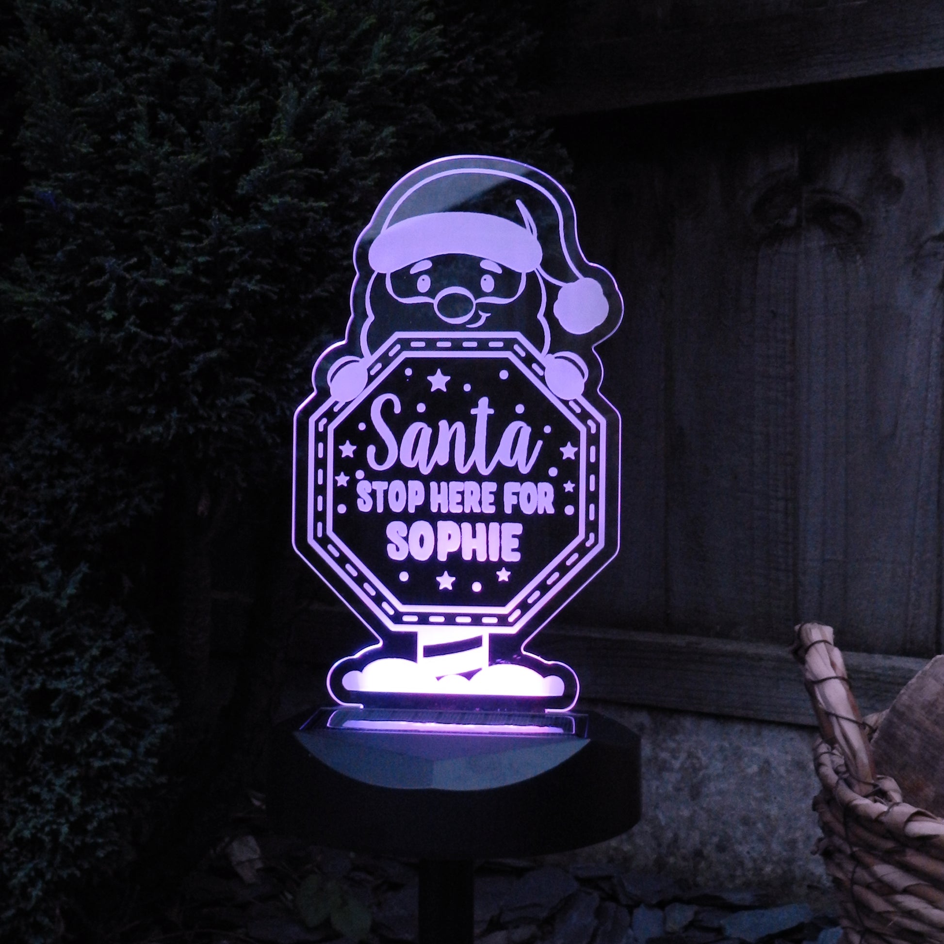 Personalised Santa Stop Here Sign Outdoor Solar Light - image 4