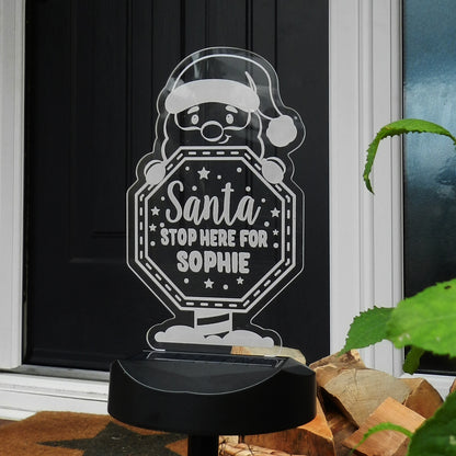 Personalised Santa Stop Here Sign Outdoor Solar Light - image 5