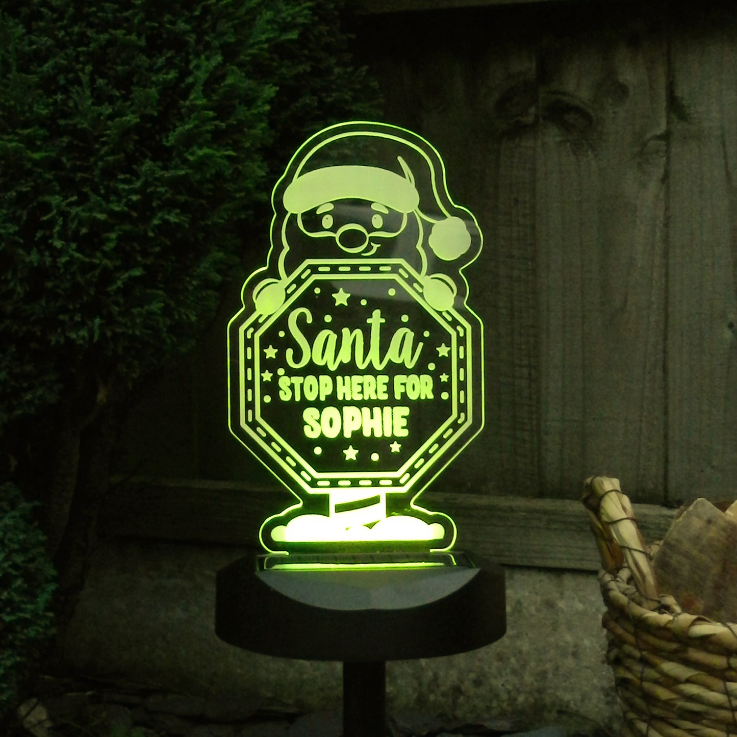 Personalised Santa Stop Here Sign Outdoor Solar Light - image 6