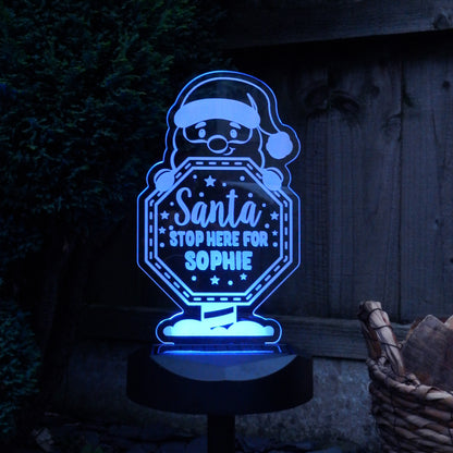 Personalised Santa Stop Here Sign Outdoor Solar Light - image 8