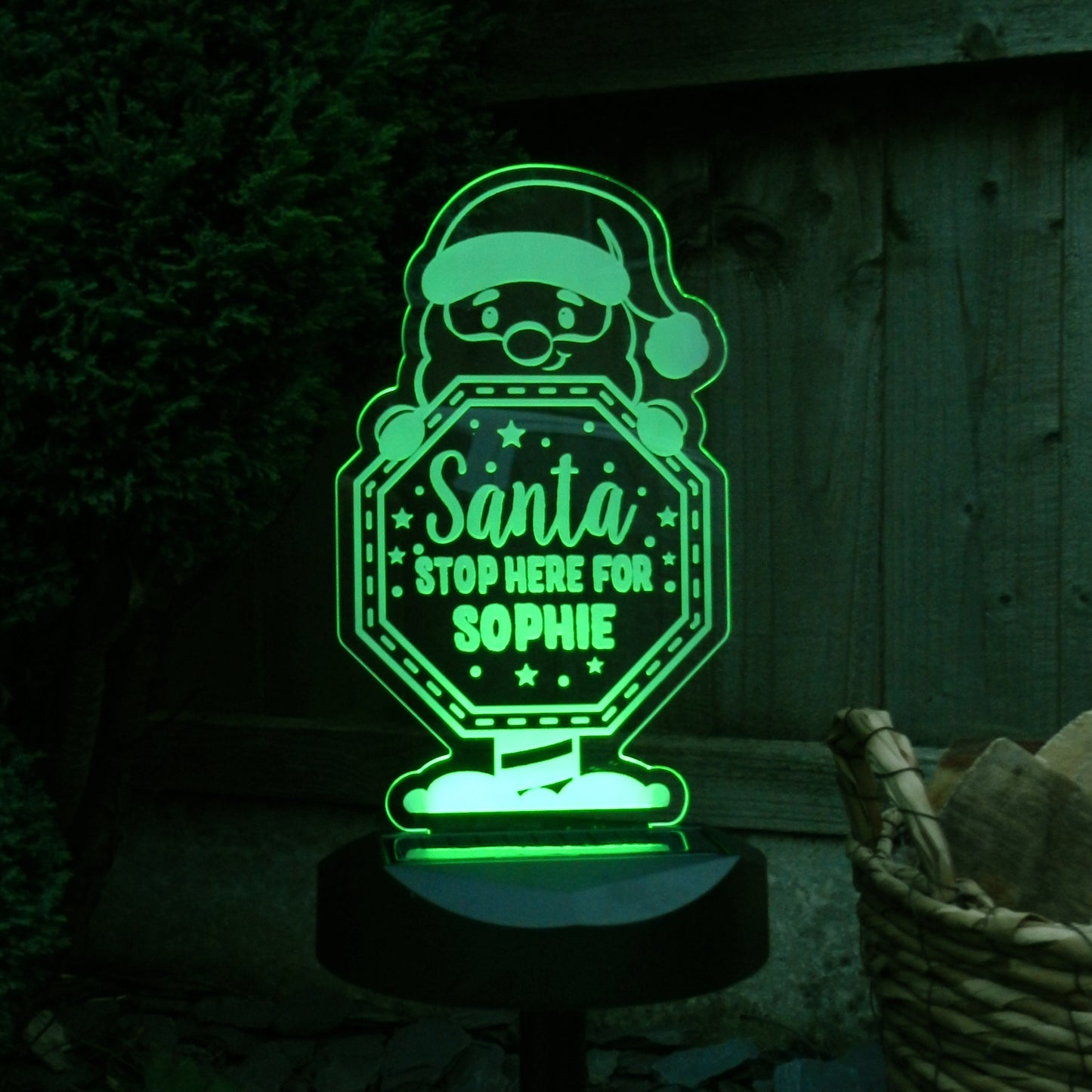 Personalised Santa Stop Here Sign Outdoor Solar Light - image 9