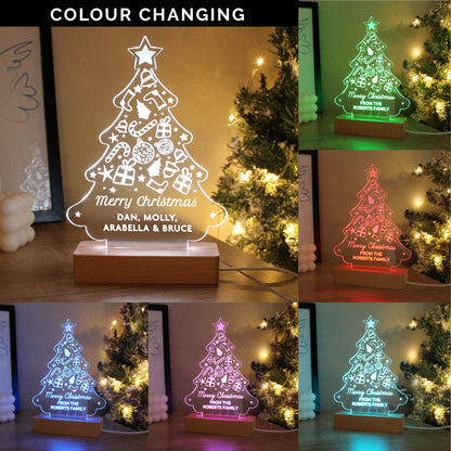 Personalised Christmas Tree Wooden Based LED Light - image 2