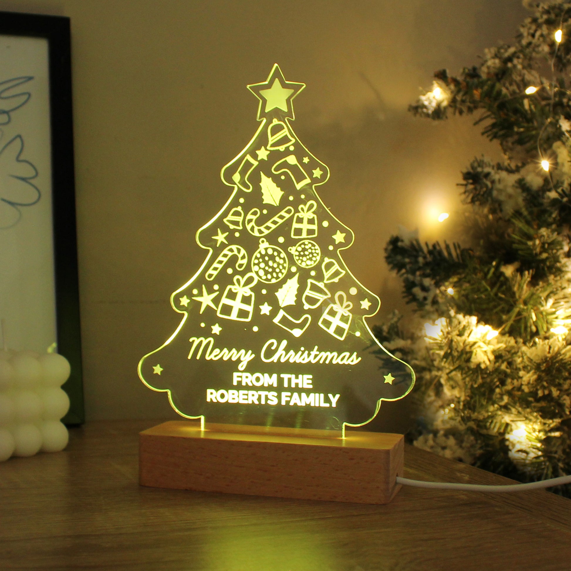 Personalised Christmas Tree Wooden Based LED Light - image 11
