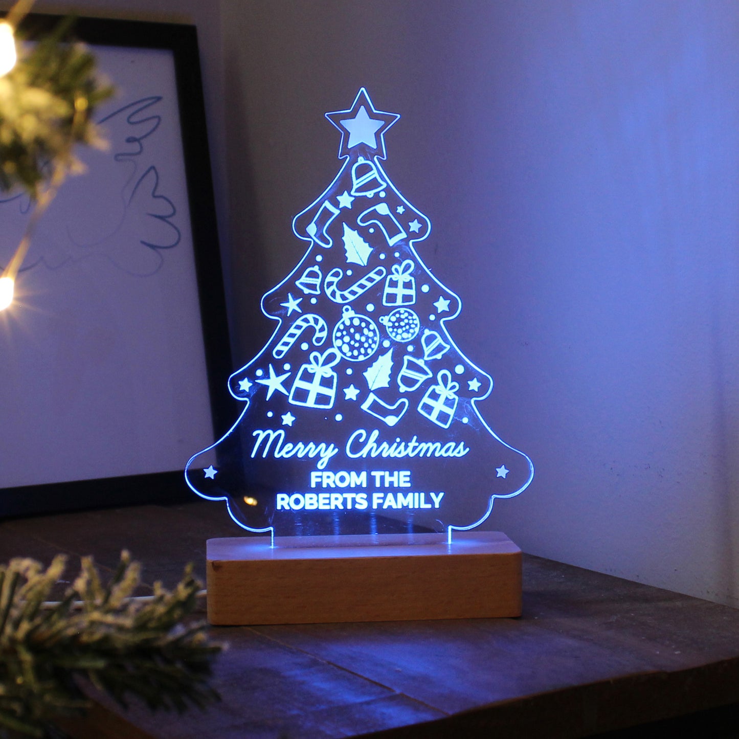 Personalised Christmas Tree Wooden Based LED Light - image 12