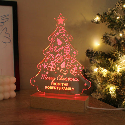 Personalised Christmas Tree Wooden Based LED Light - image 3