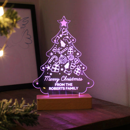 Personalised Christmas Tree Wooden Based LED Light - image 5