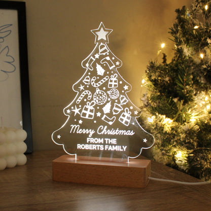 Personalised Christmas Tree Wooden Based LED Light - image 10