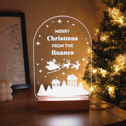 Personalised Christmas Wooden Based LED Light from Heartfelt Gifts