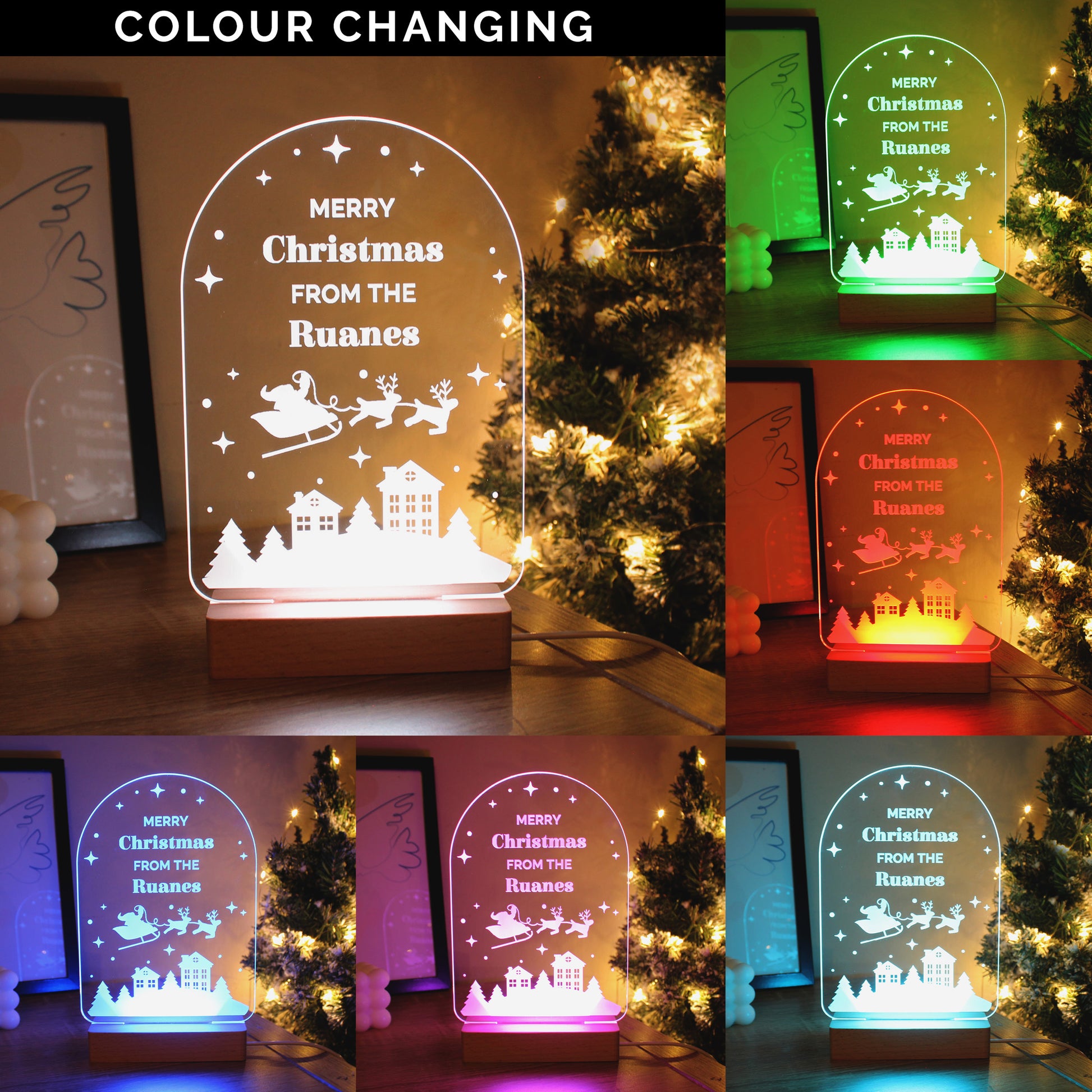 Personalised Christmas Wooden Based LED Light - image 2