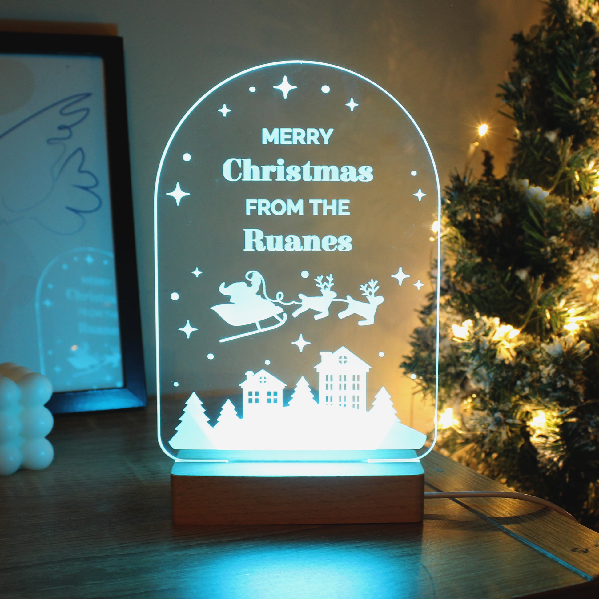Personalised Christmas Wooden Based LED Light - image 12