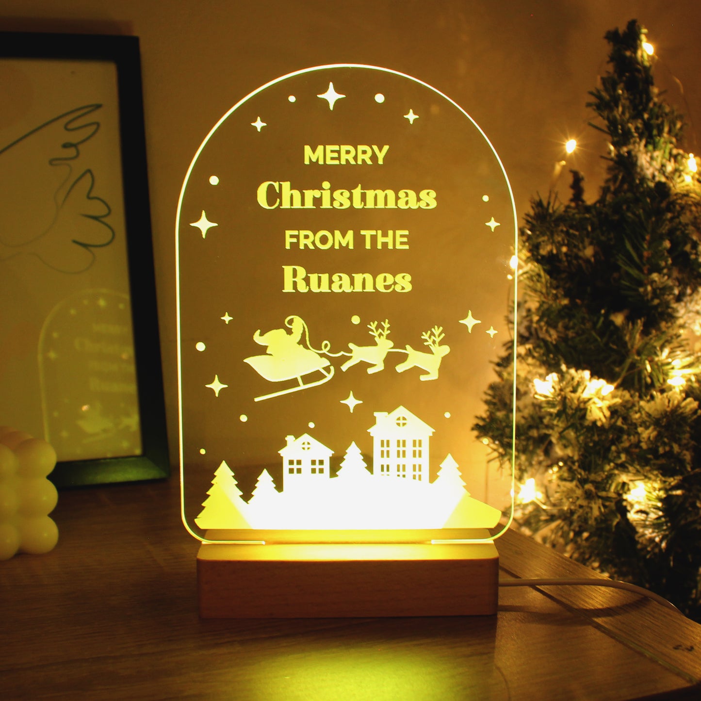 Personalised Christmas Wooden Based LED Light - image 6