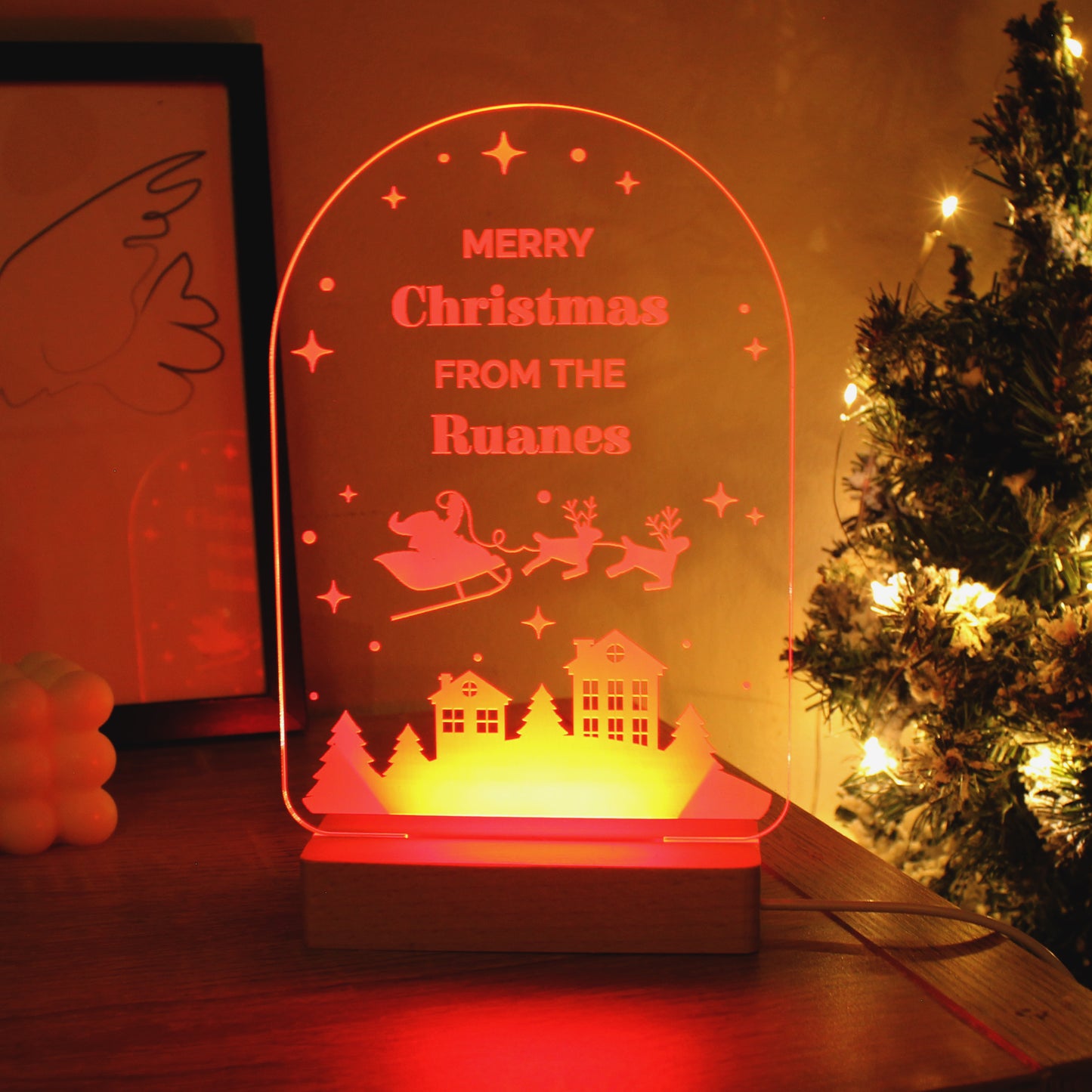 Personalised Christmas Wooden Based LED Light - image 8