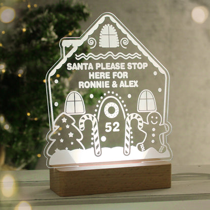 Personalised Gingerbread House Christmas Wooden Based LED Light from Heartfelt Gifts