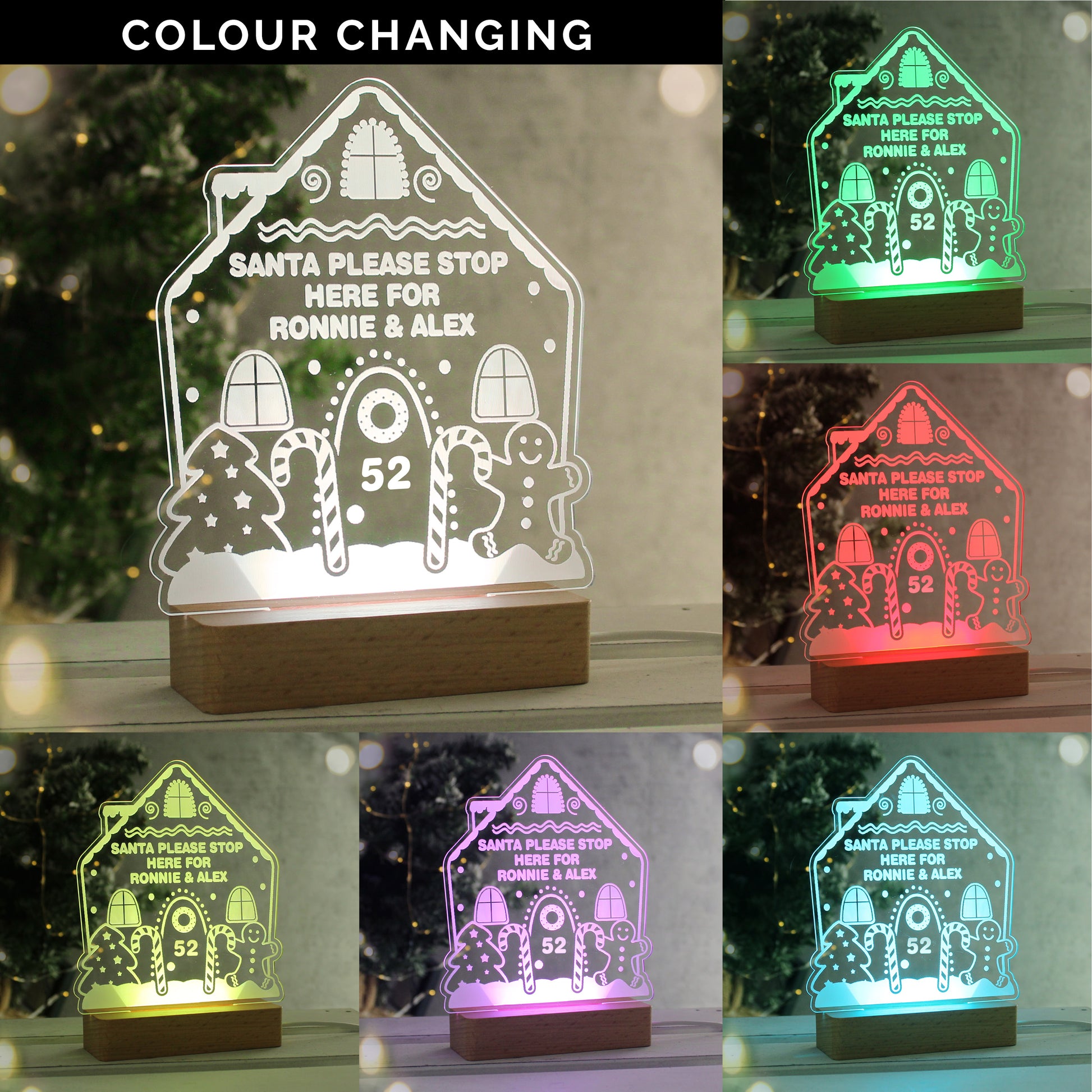 Personalised Gingerbread House Christmas Wooden Based LED Light - image 12