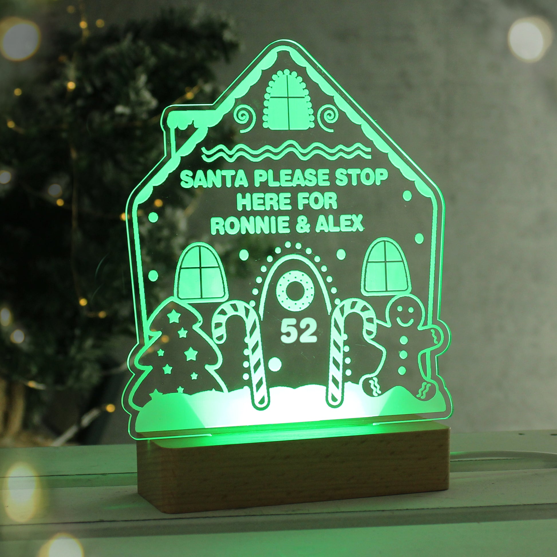 Personalised Gingerbread House Christmas Wooden Based LED Light - image 3