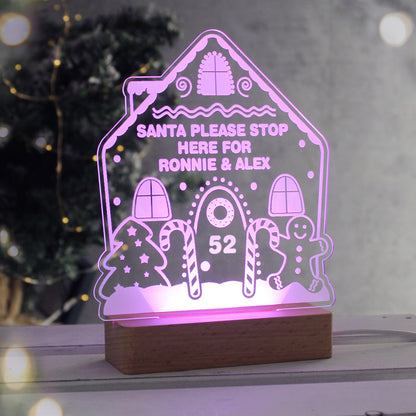 Personalised Gingerbread House Christmas Wooden Based LED Light - image 5