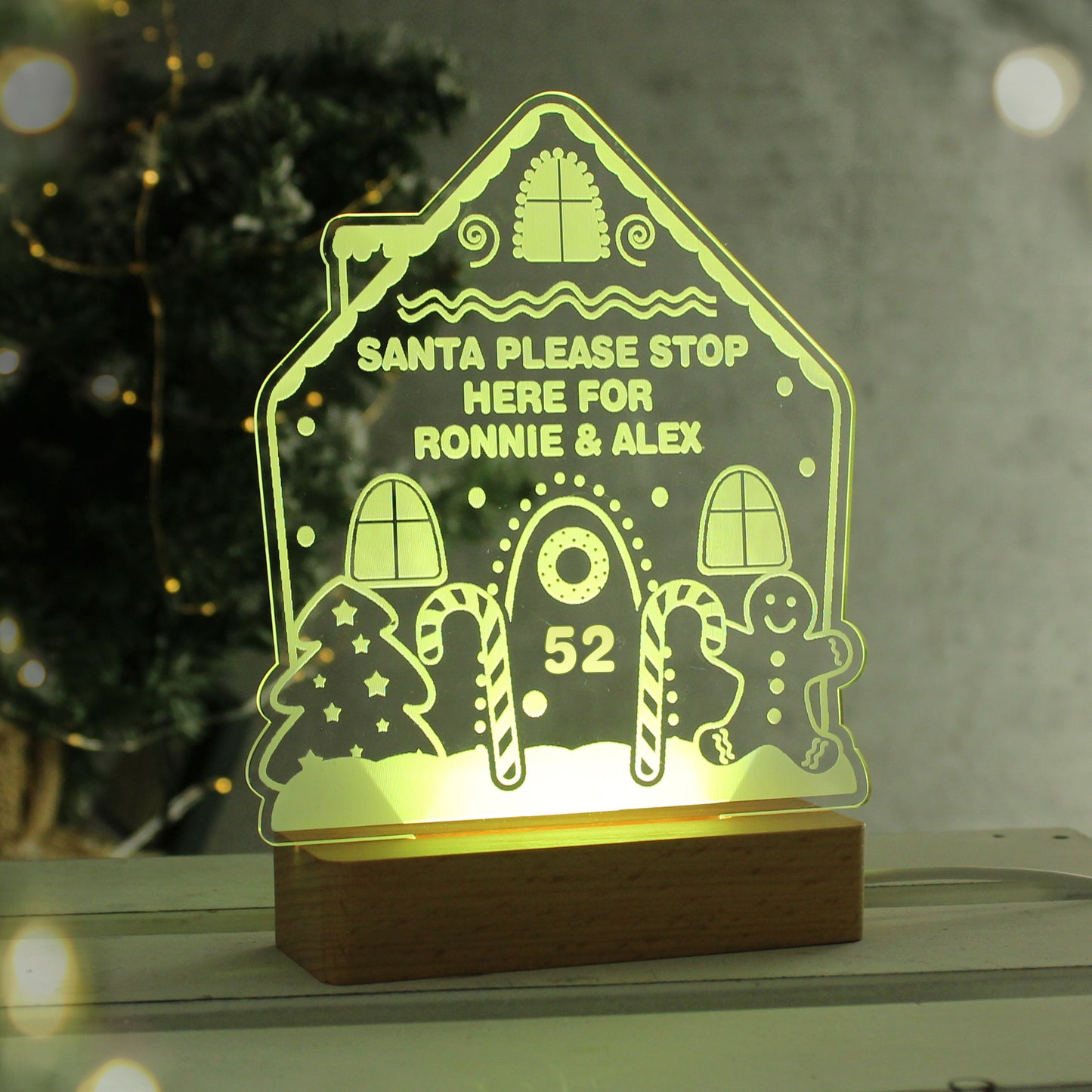 Personalised Gingerbread House Christmas Wooden Based LED Light - image 6