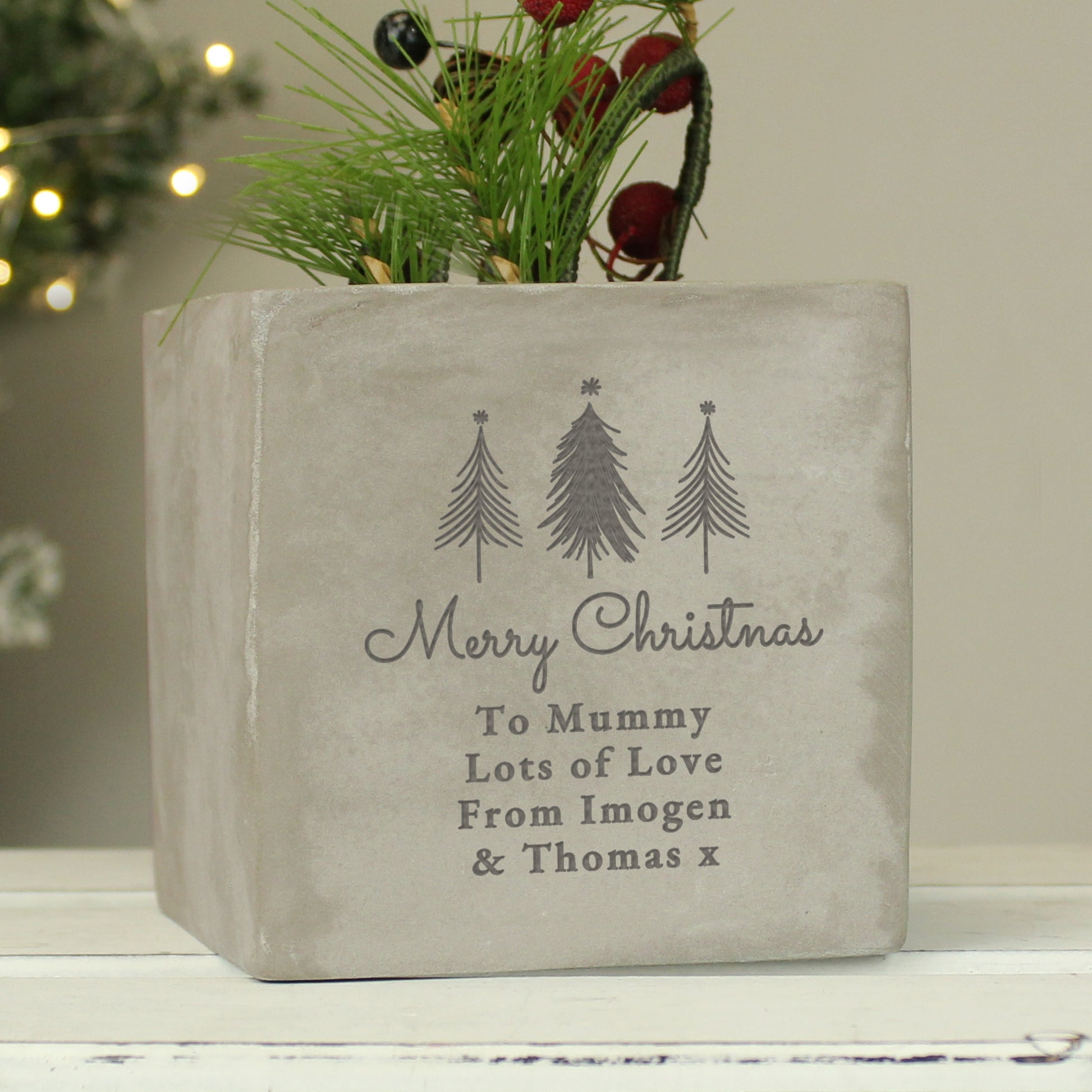 Personalised Christmas Tree Concrete Planter - image 2