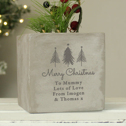 Personalised Christmas Tree Concrete Planter - image 2