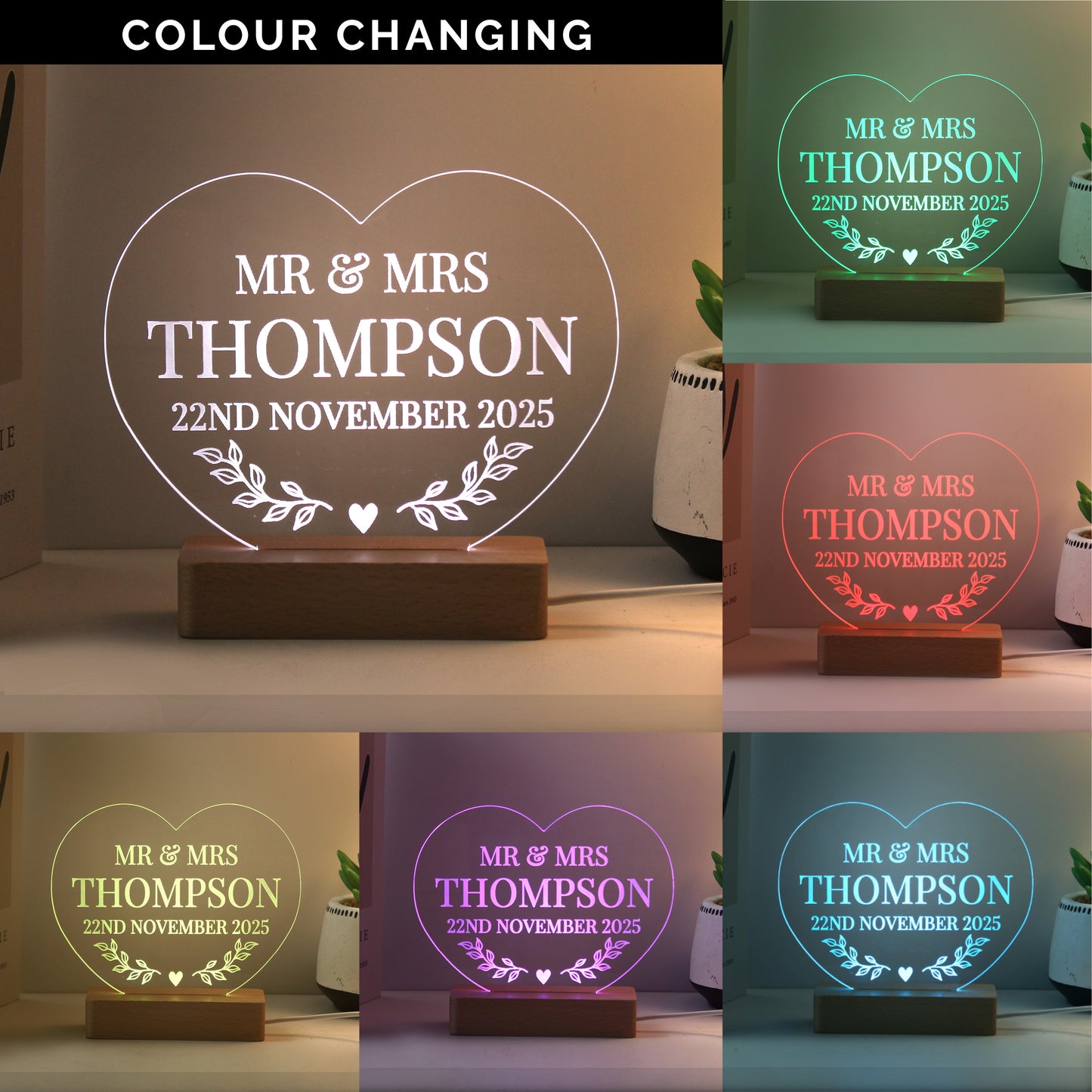 Personalised Wedding Heart LED Light - image 2