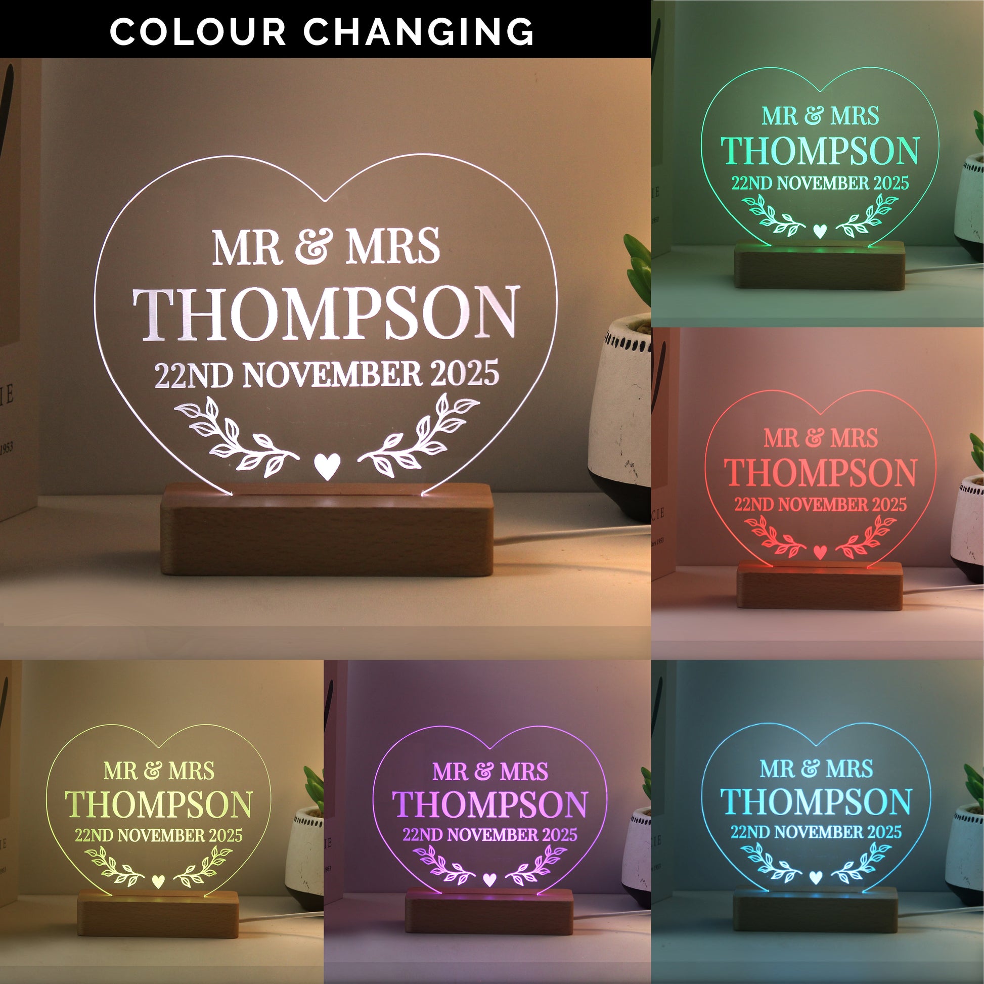Personalised Wedding Heart LED Light - image 2