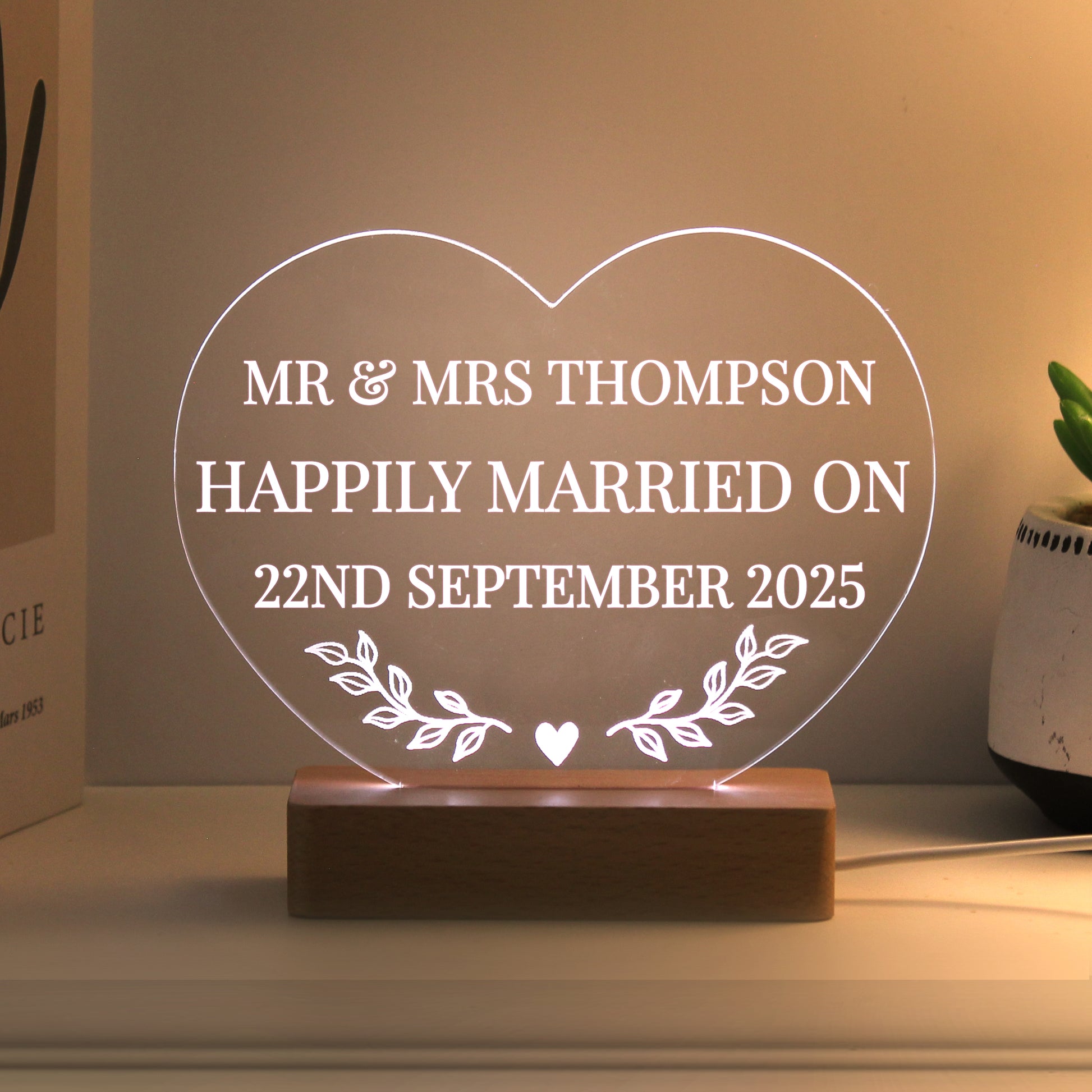 Personalised Wedding Heart LED Light - image 3