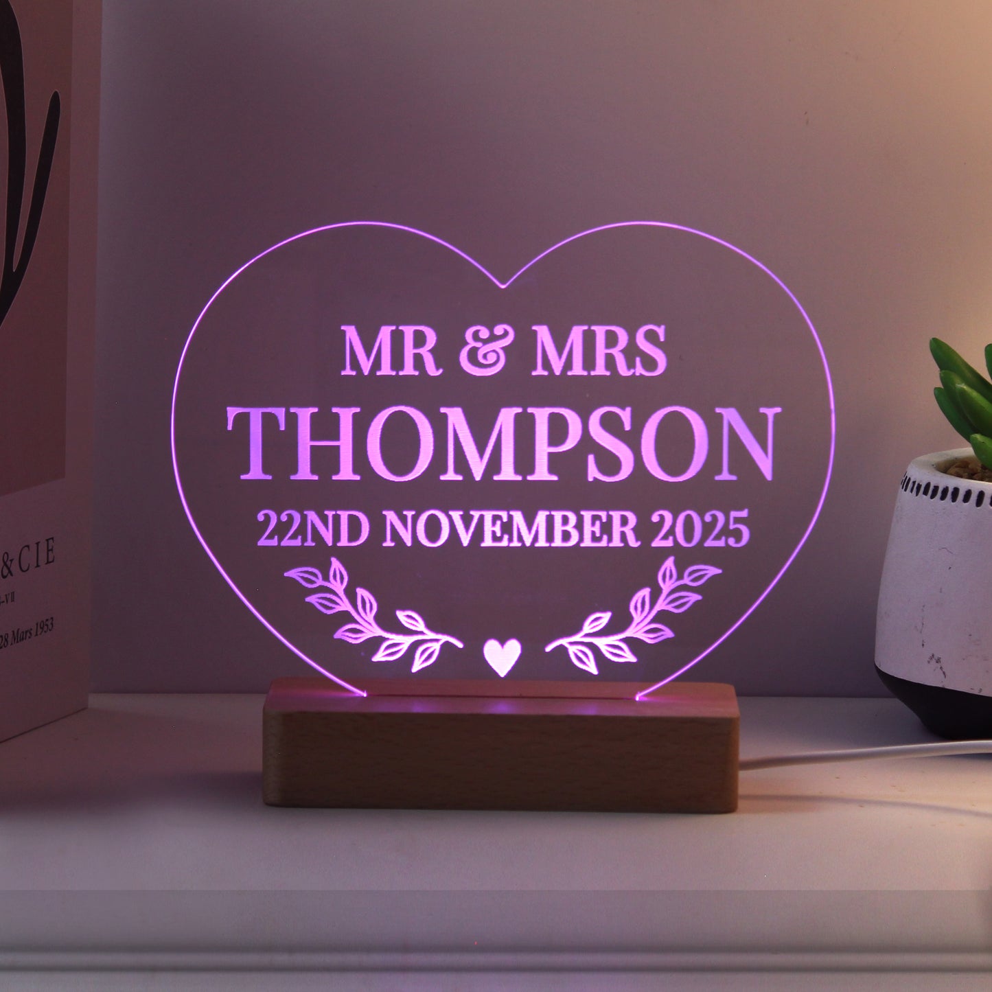 Personalised Wedding Heart LED Light - image 5