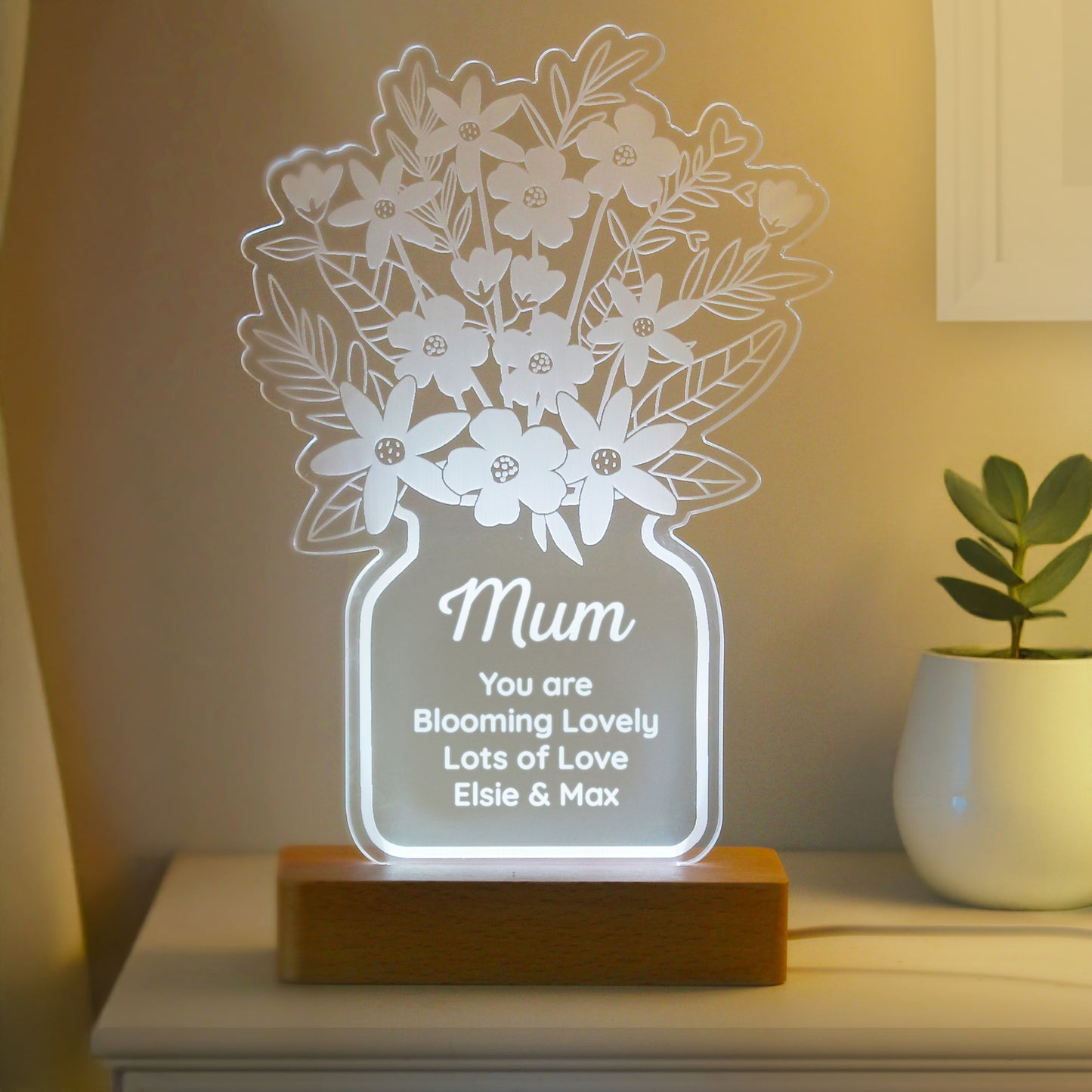 Personalised Flower Vase LED Light from Heartfelt Gifts