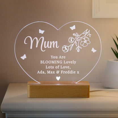 Personalised Floral Heart LED Light from Heartfelt Gifts
