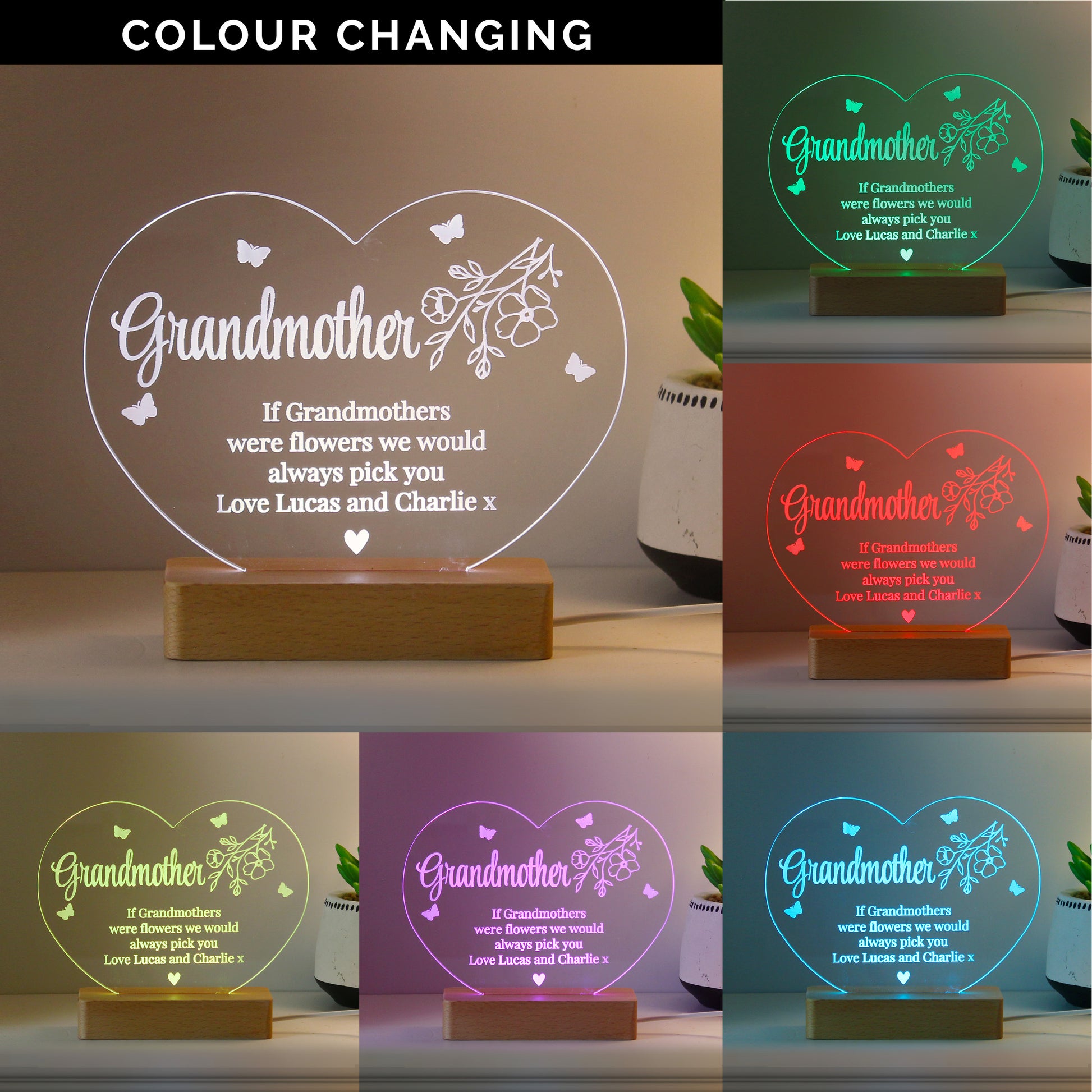 Personalised Floral Heart LED Light - image 2