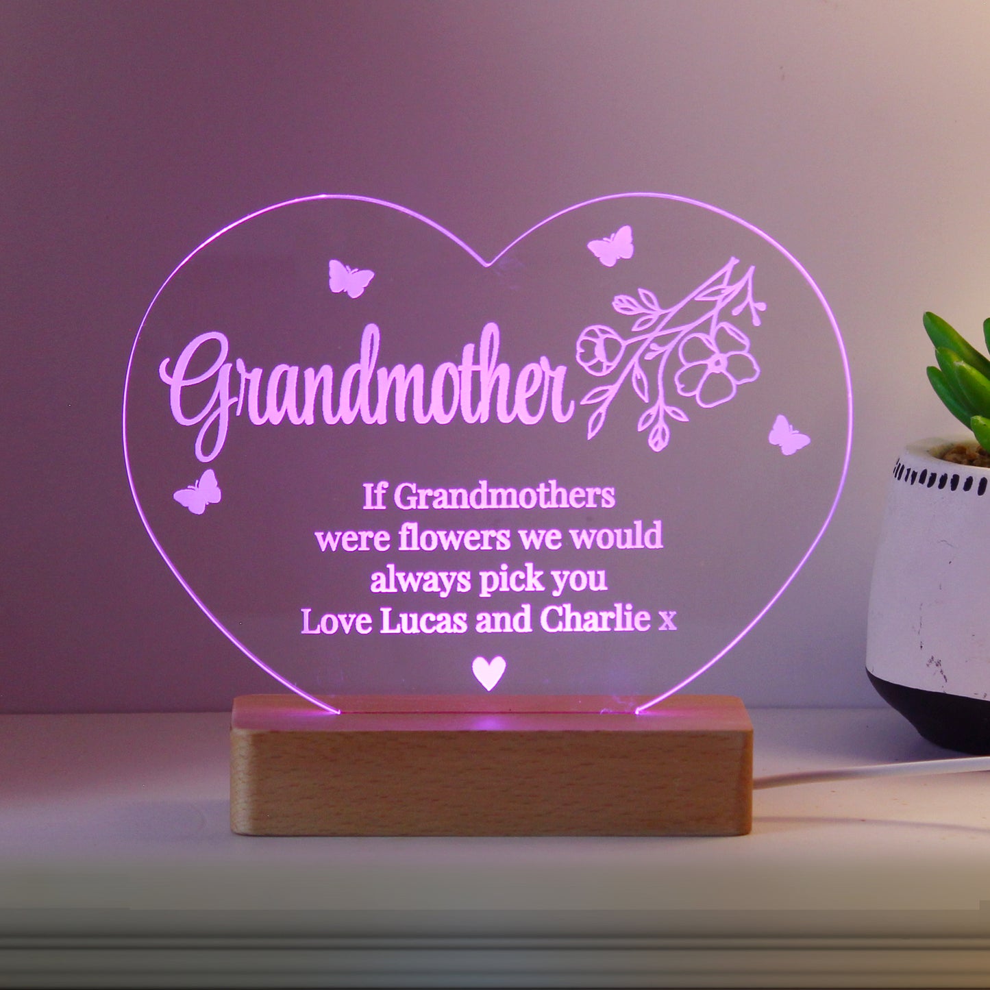 Personalised Floral Heart LED Light - image 3