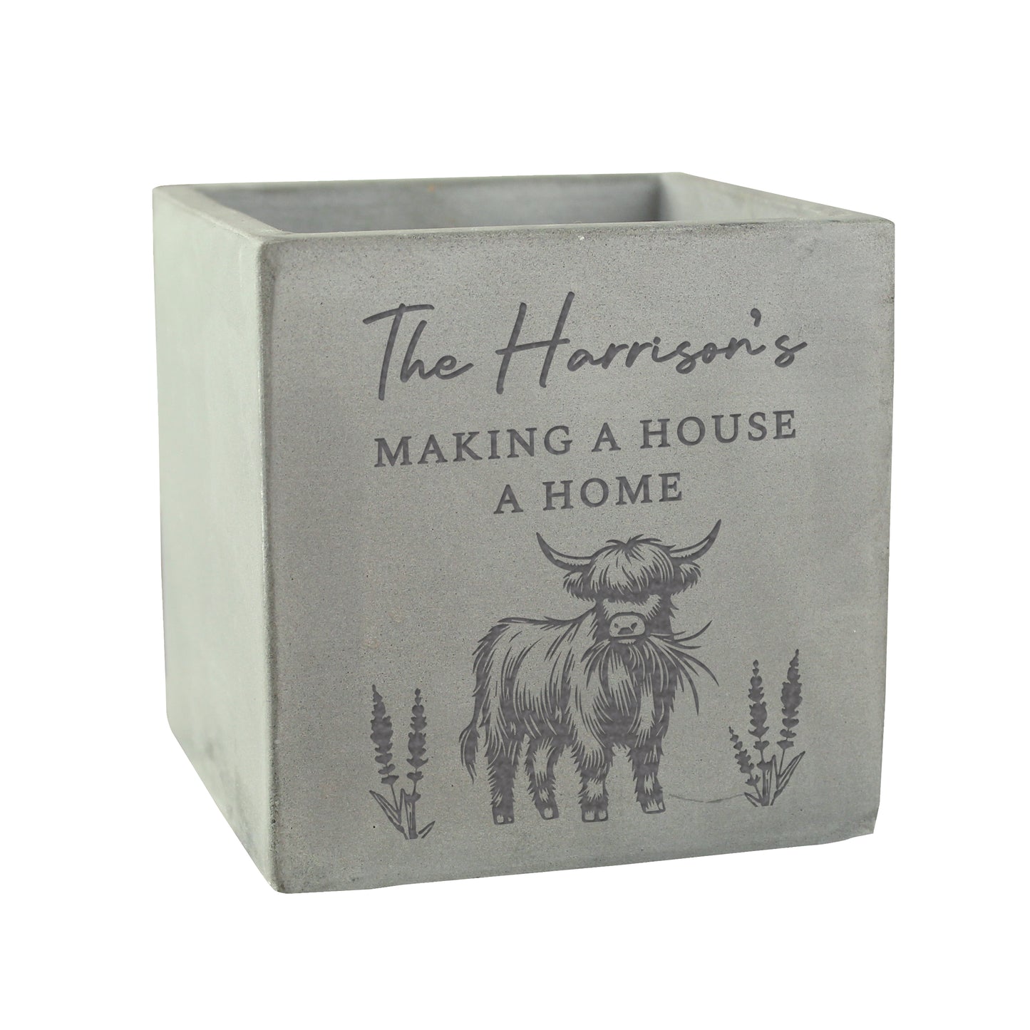 Personalised Highland Cow Concrete Plant Pot - image 5