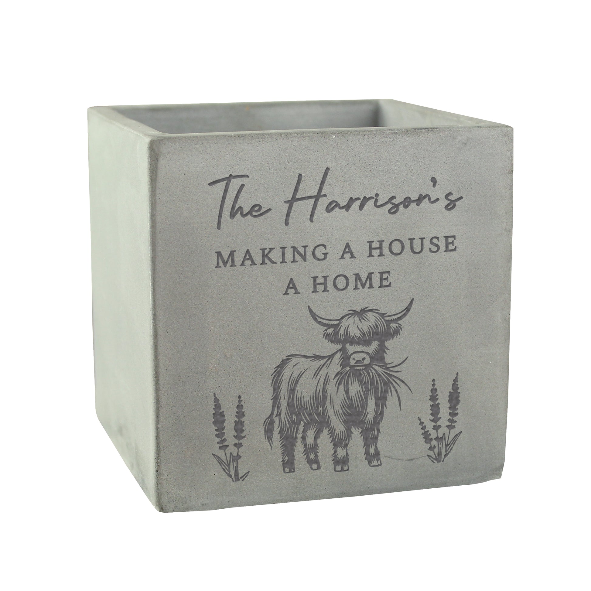 Personalised Highland Cow Concrete Plant Pot - image 5