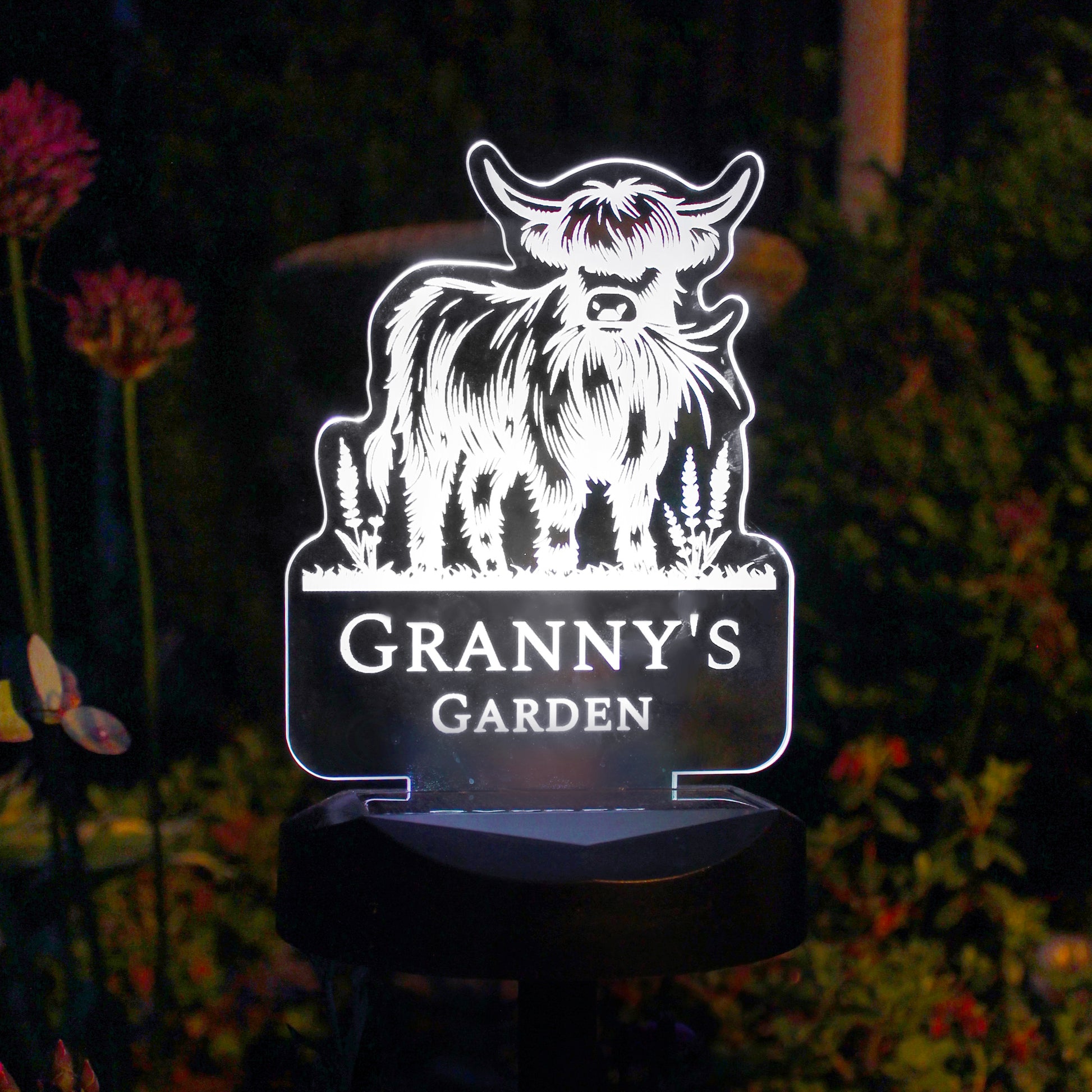 Personalised Highland Cow Garden Solar Light from Heartfelt Gifts