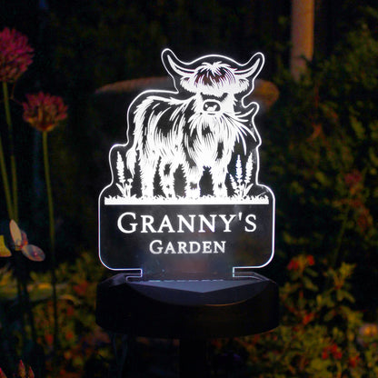 Personalised Highland Cow Garden Solar Light from Heartfelt Gifts
