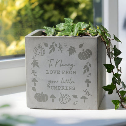 Personalised Pumpkin Concrete Plant Pot – Autumn Indoor Planter Seasonal Gift - image 3